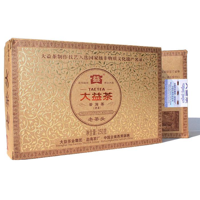 大益普洱茶老茶頭熟磚250克201批2012年勐海茶廠